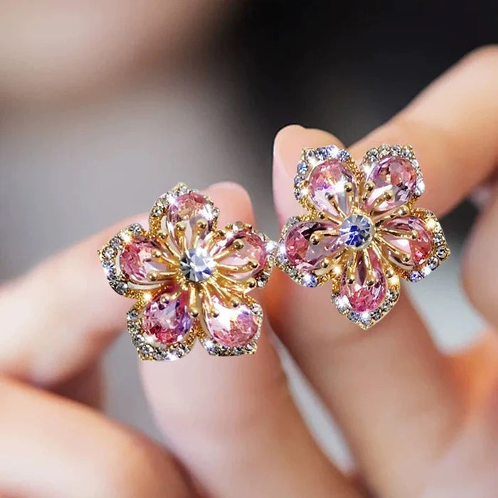 Multicolored zirconia earrings in sterling silver