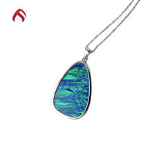 Po Pendant Gum Opal Jewelry S925 Silver Synthetic Opal OPAL Shaped Necklace Pendant
