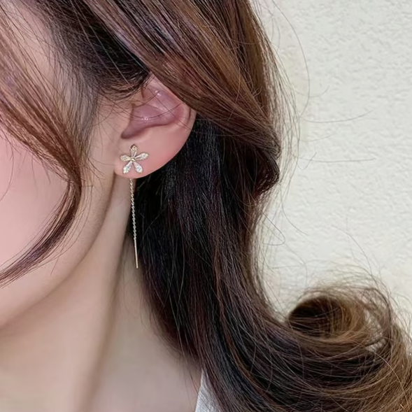 Shiny Diamond Flower Earrings