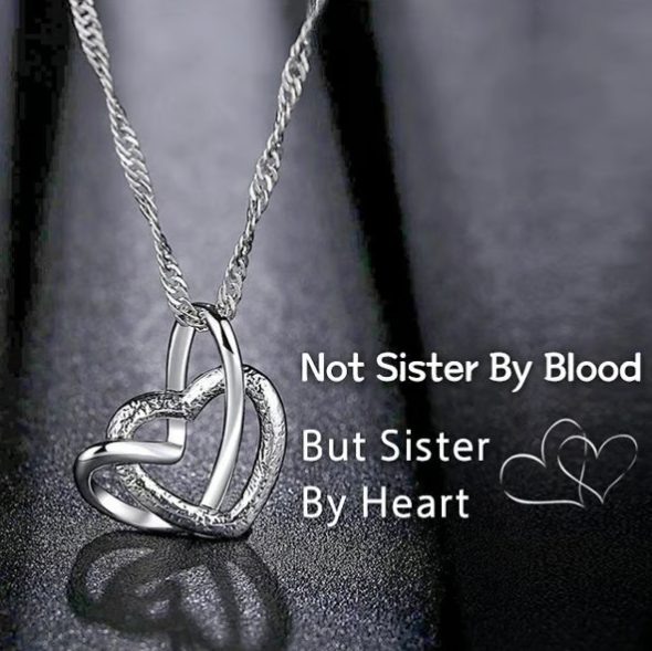 💞Interlocking Heart Necklace -👩❤️👩''God put us together to be sisters by heart''💝