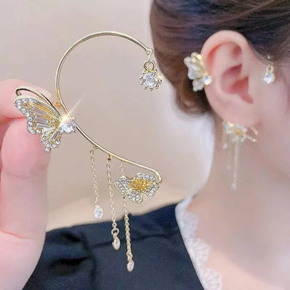 Butterfly Flowers Tassel Earrings