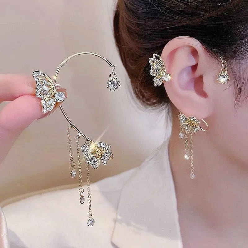 Butterfly Flowers Tassel Earrings