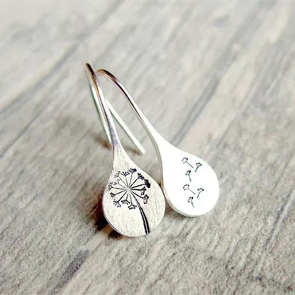 925 Sterling Silver Dandelion Leaf Earrings