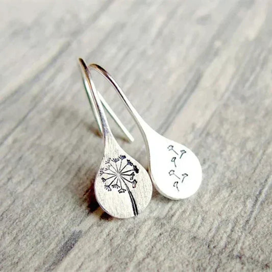 925 Sterling Silver Dandelion Leaf Earrings