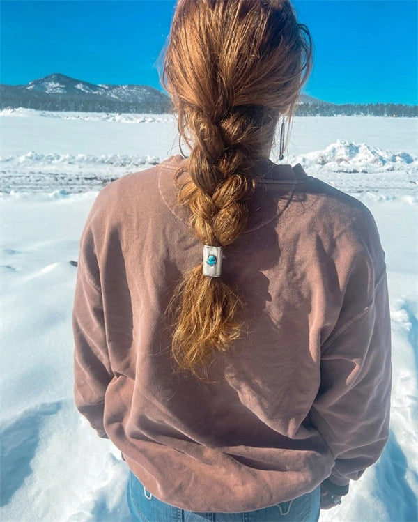 Silver and Turquoise Braid Bands | Western Hair Cuff