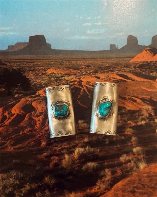 Silver and Turquoise Braid Bands | Western Hair Cuff