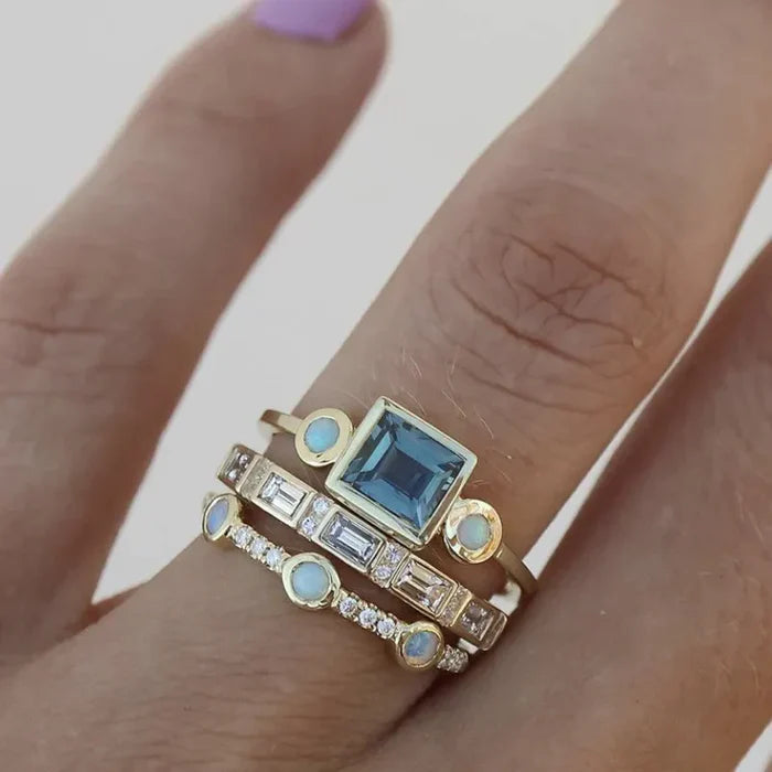 Vintage-style blue crystal ring