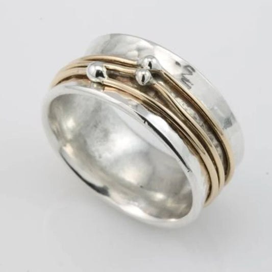 Zoom Vintage Gold Layered Silver Ring