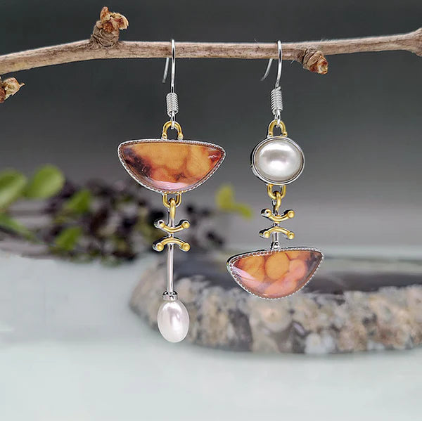 Vintage Natural Orange Stone Earrings