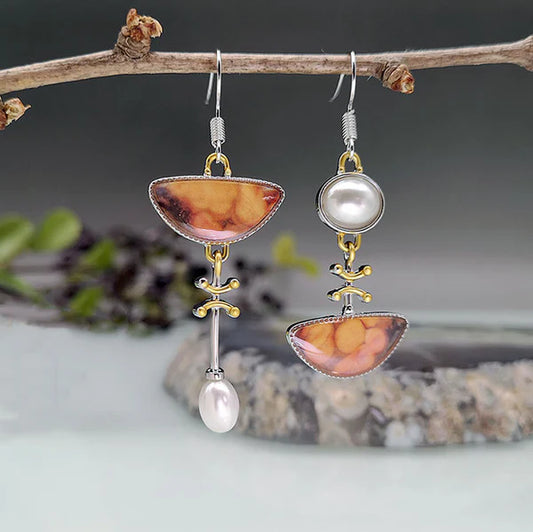 Vintage Natural Orange Stone Earrings