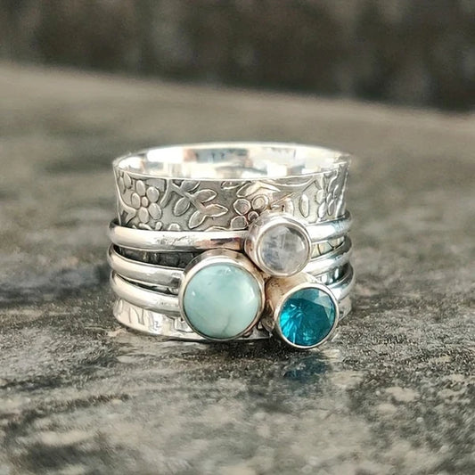Vintage ring with blue natural stone