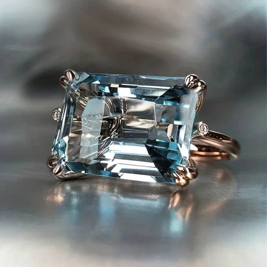 Vintage ring with blue zirconia