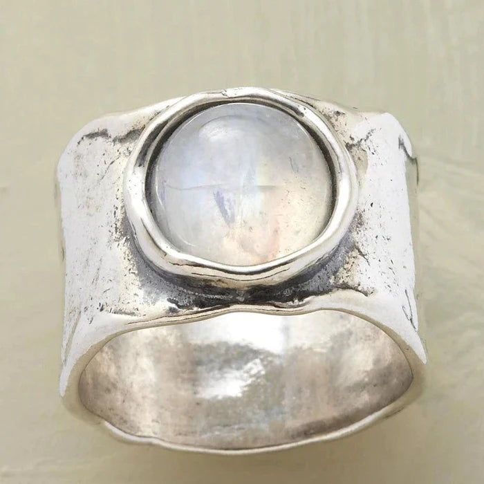 silver moonstone ring