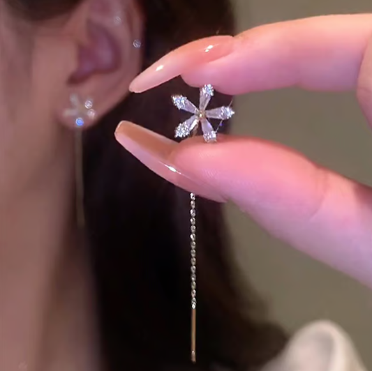 Shiny Diamond Flower Earrings