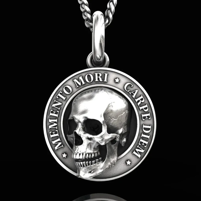 Handcrafted Sterling Silver Memento Mori Skull Pendant