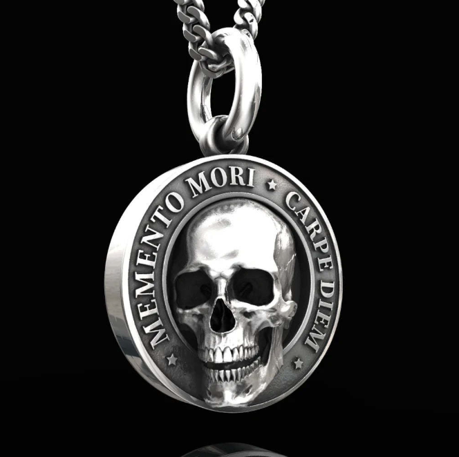 Handcrafted Sterling Silver Memento Mori Skull Pendant