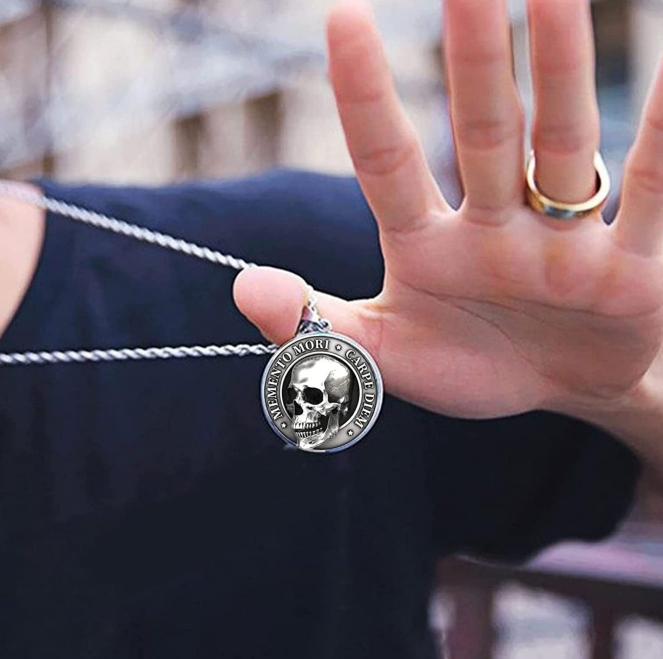 Handcrafted Sterling Silver Memento Mori Skull Pendant