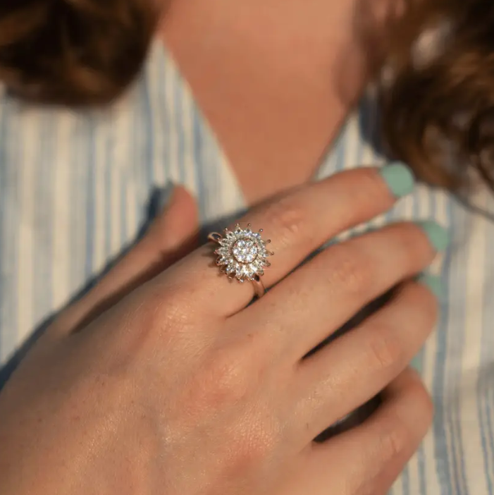 Adjustable Sunflower Swivel Finger Ring❤