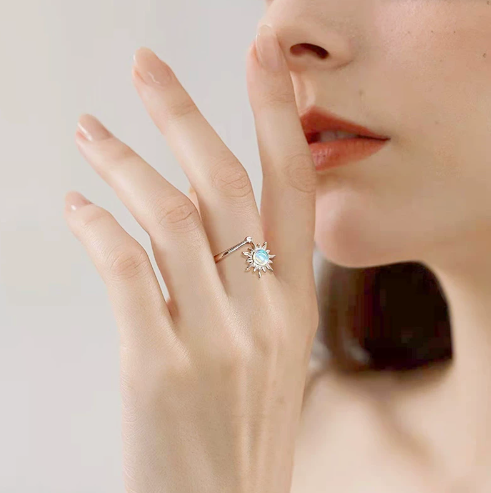 Adjustable Sunflower Swivel Finger Ring❤